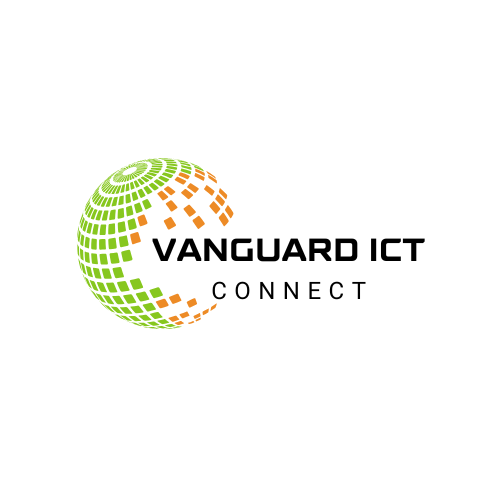 Blue and Green Business Technology Globe Logo